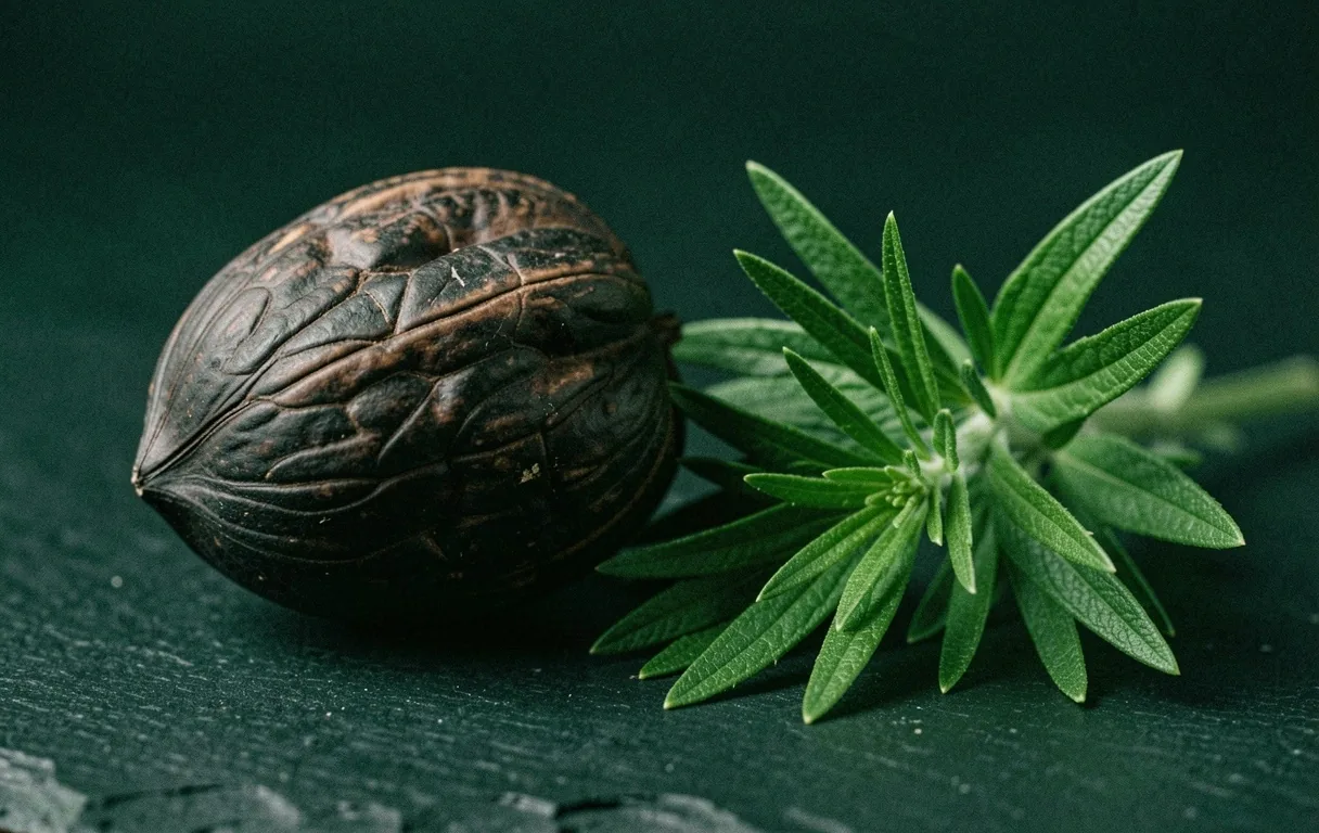 Texturas botánicas de nogal y ajenjo